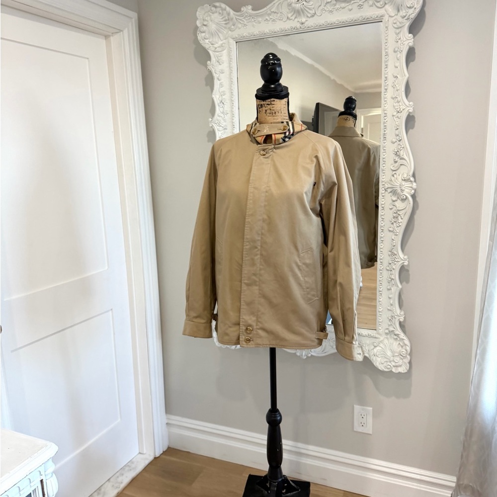 Burberry’s Vintage Harrington Classic Tan Beige Logo Button-Up Jacket